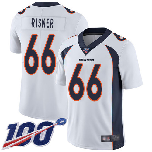 Men Denver Broncos 66 Dalton Risner White Vapor Untouchable Limited Player 100th Season Football NFL Jersey